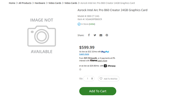 顺市配资 Intel锐炫Pro B60现身电商平台：24GB大显存不到4300元！还是现货